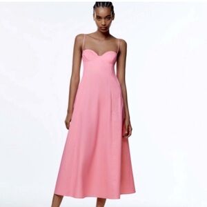 Zara pink poplin midi dress